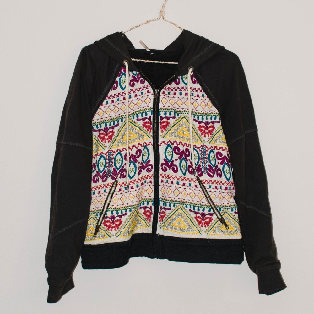 Free People Embroidered Hoodie
